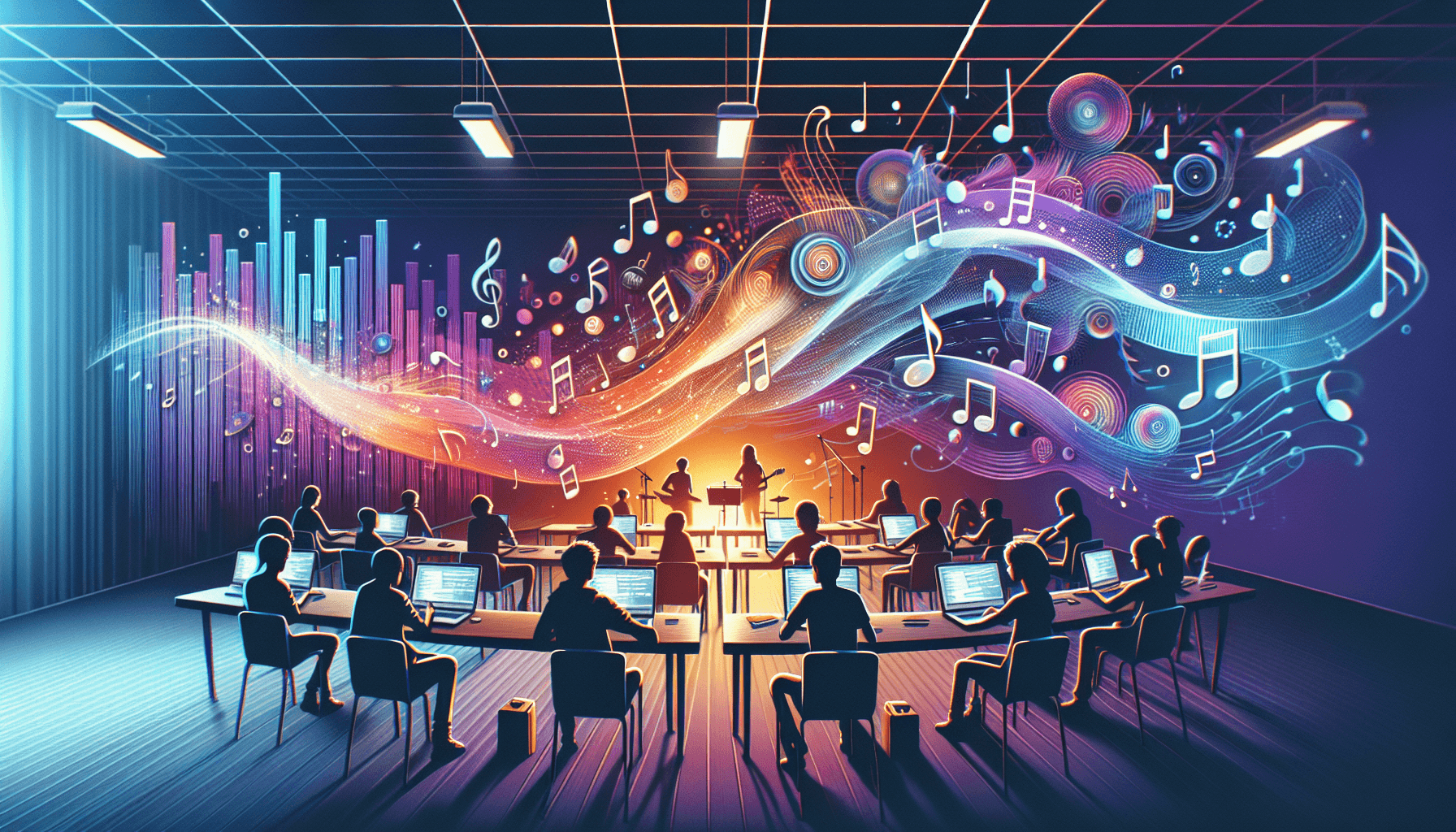 Illustration representing the concept of vibe coding: innovative problem solving in music education